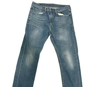 Levis 505 Straight Leg Zip Fly Mens Blue Jeans Size 36x 32 Red Tag